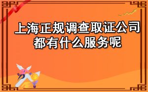 上海正规调查取证公司都有什么服务呢